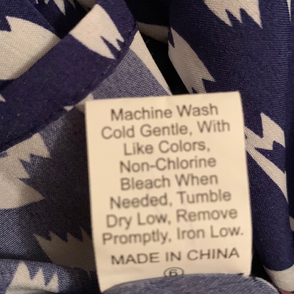 EUC Shein blue & white belted elastic waist v-neck collar with tie dress 4XL - Picture 13 of 13